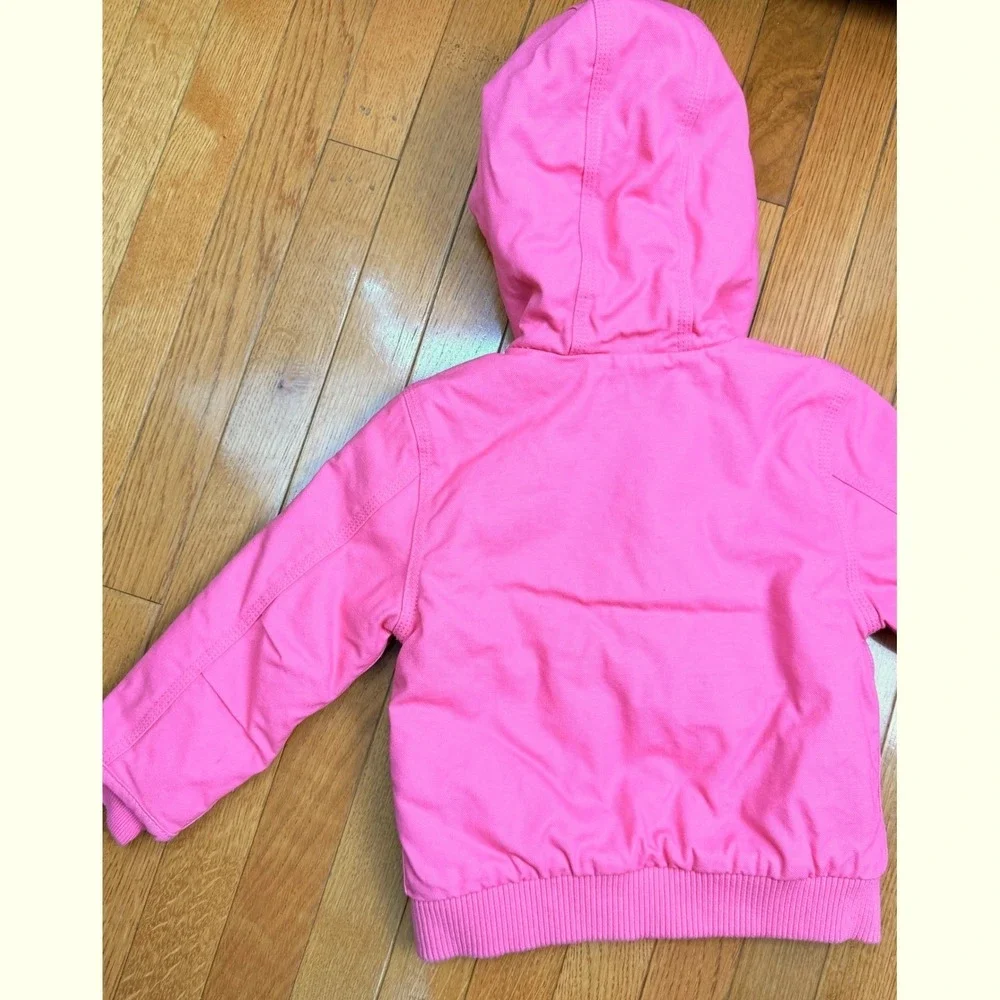 Carhartt Kids Pink Sherpa Lined‎ Canvas Active Jacket OJ9566-G 3T Hooded Coat